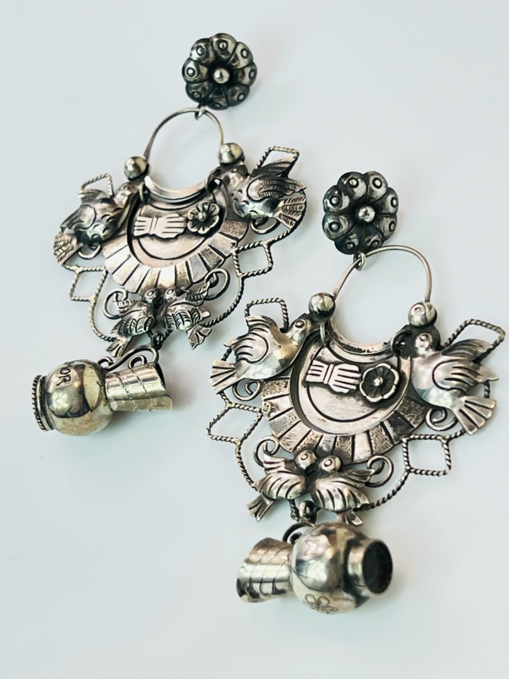 FEDERICO JIMENEZ Paloma Enamoradas Sterling Silver Mexican Wedding Earrings